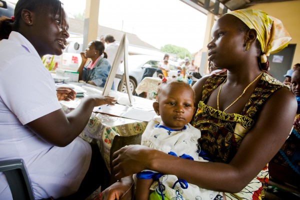 Nurse Eugenia Beatson with Ramatu Zango and 7 month old Sekinata Sakande at a health clinic in Ghana.  Photo: Morgana Wingard/ONE.