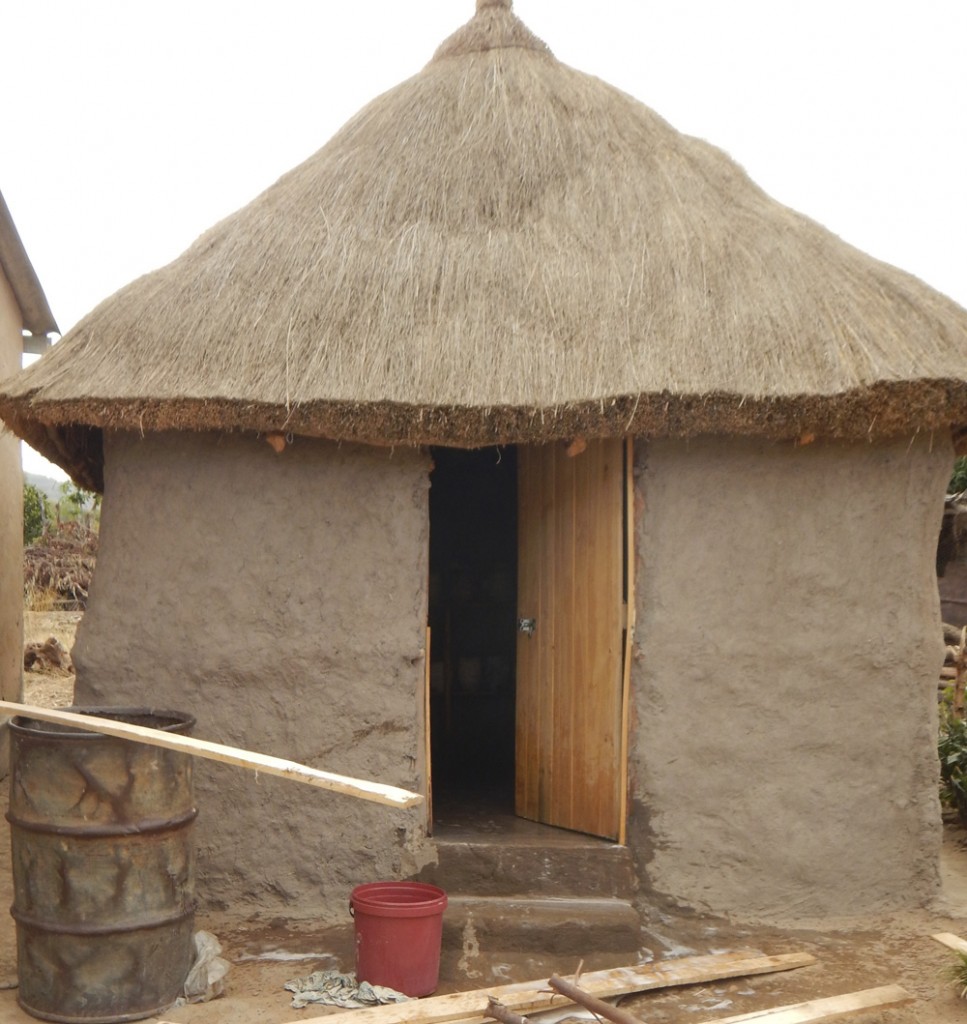 APRIL - Mushroom house made out of mud, wood and grass by local women and men in Marange