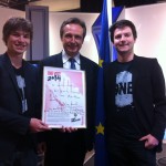 Christophe Rouillon with French Youth Ambassadors Simon and Valentin