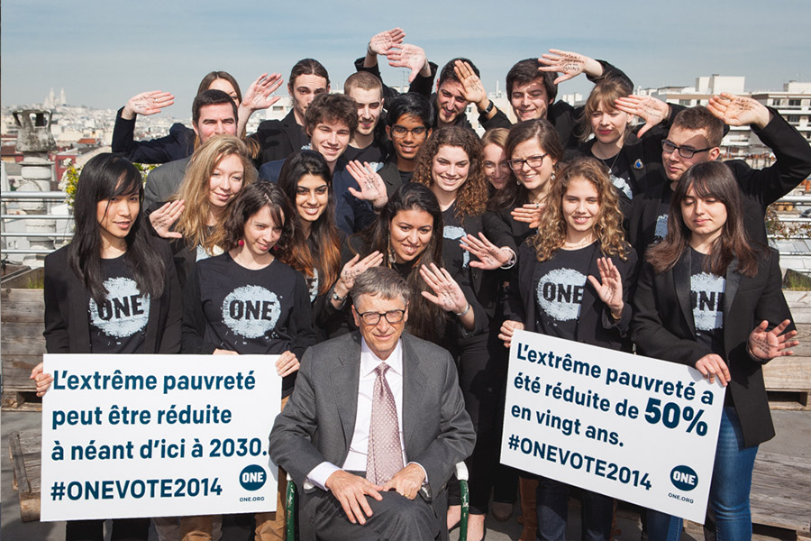 Bill Gates with our French Youth Ambassadors in Paris.