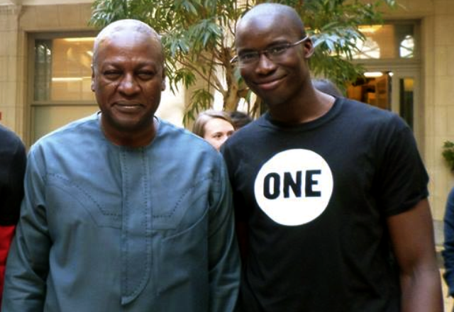 Alioune with Ghanaian President at the ONE VOTE 2014 campaign launch in Brussels. Photo: ONE