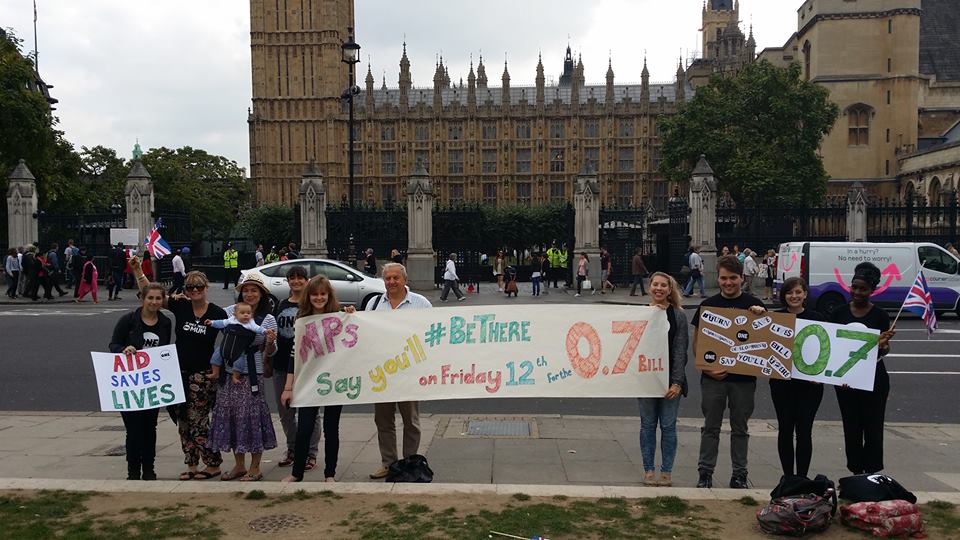 UK Youth Ambassadors campaigning for MPs to support the International Development Bill in Westminster, London. Photo: ONE