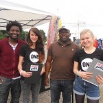 German Youth Ambassadors collecting signatures for the ONE VOTE 2014 petition at Hakuna Matata Afrika Festival in June.  Photo: ONE