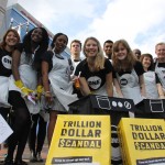 UK Youth Ambassadors raising awareness about the Trillion Dollar Scandal campaign at the Conservative Party Conference.  Photo: ONE
