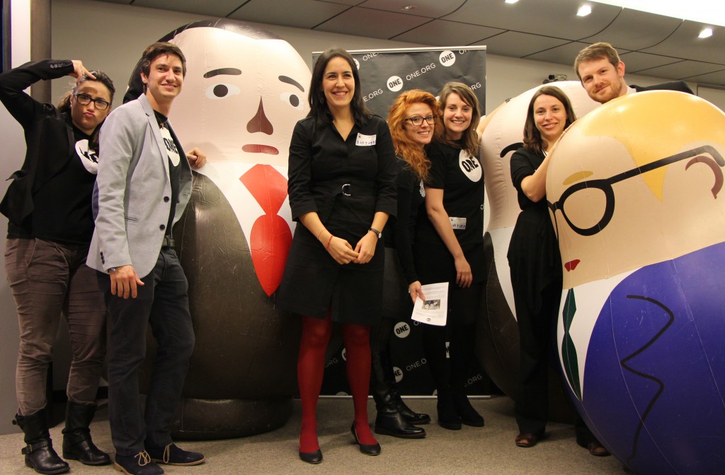 ONE staff take giant Russian dolls to the European Parliament in Brussels for a debate about anonymous shell companies. Photo: ONE