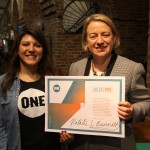 UK Youth Ambassador Daphne meets Green Party leader Natalie Bennet and persuades her to sign our Just Say Yes pledge.  Photo: ONE