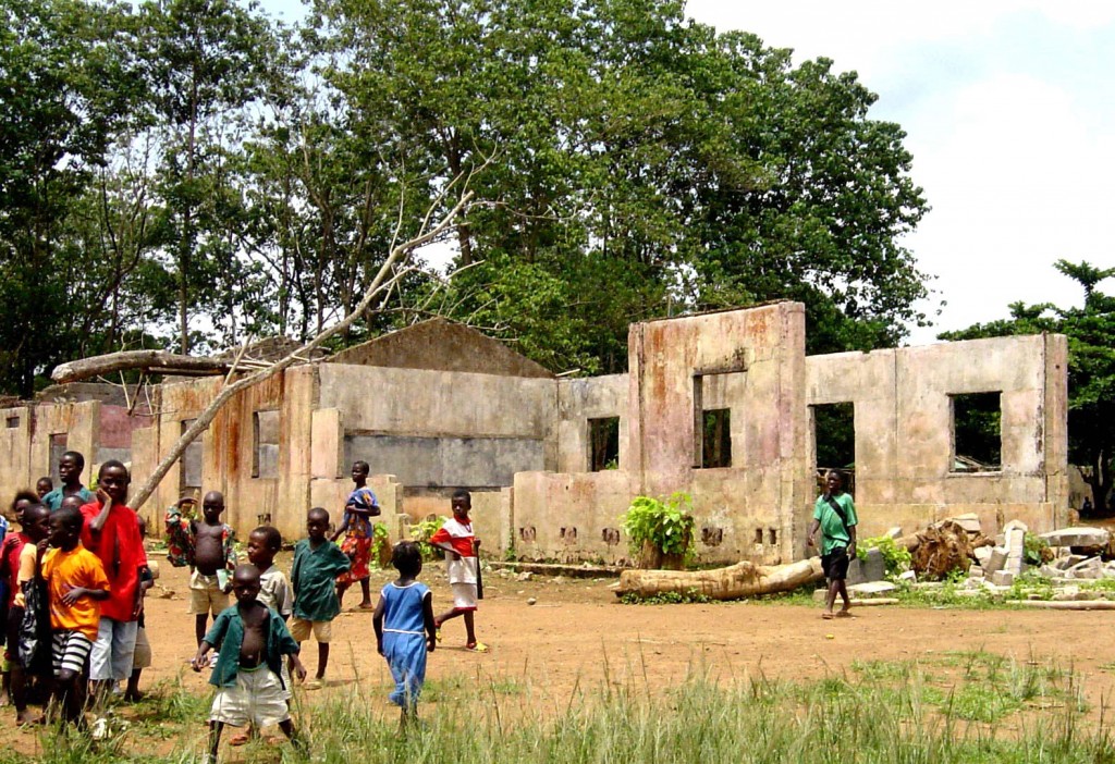 Children play by an abandoned school, Sierra Leone Copyright: wikipedia.org 
