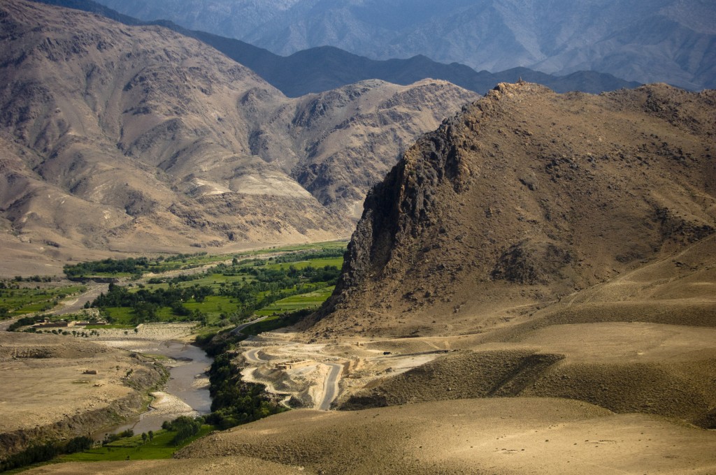 Lush greenery stands in stark contrast to the surrounding desert in Laghman Province, Afghanistan. Copyright Staff Sgt. Samuel Morse