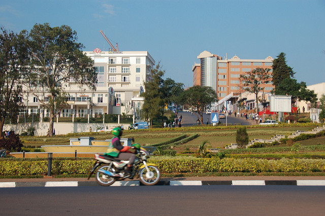 Kigali is the modern Capital city of Rwanda. The Boda Boda riders insists on one passenger only and helmets must be worn. Photo Credit: Dylan Walters/Flickr