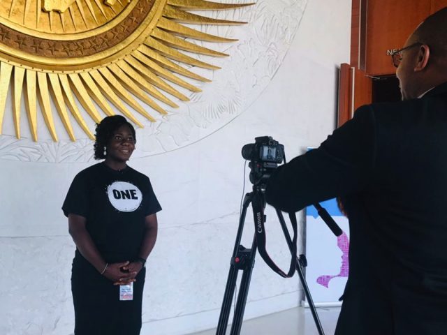 ONE Champion Chidinma Ibemere talks about her work on girls education with the media at the Pan African Youth Forum.